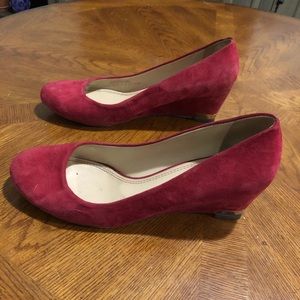 Tory Burch red suede wedges